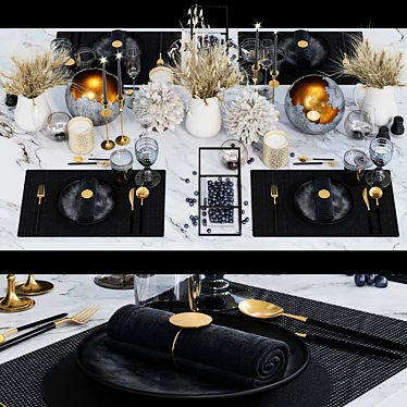 Elegant Luxury Table Setting 3D model image 1 