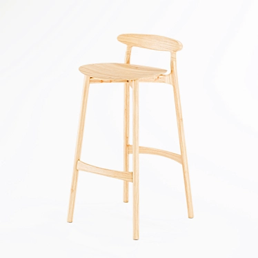 Classic Wood Bar Stool 3D model image 1 