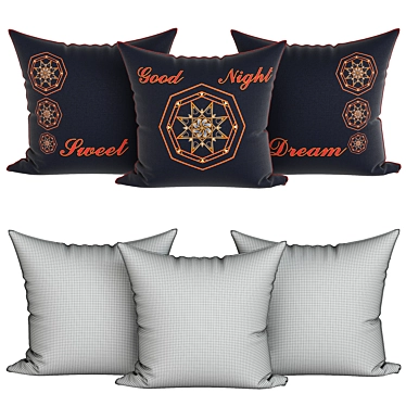 Luxury Pillow Set, 3-Piece Ensemble 3D model image 1 