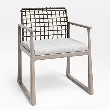 Elegant Rattan Park Armchair 3D model image 1 