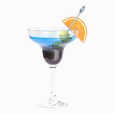 Premium Margarita Glass with Olives and Orange Slice 3D model image 1 