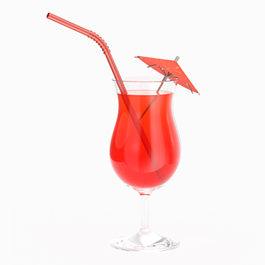 Tropical Tulip Glass with Straw & Umbrella 3D model image 1 