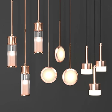 Modern Brass Pendant Light 3D model image 1 