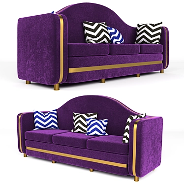 Elegant Plum Velvet Sofa 3D model image 1 