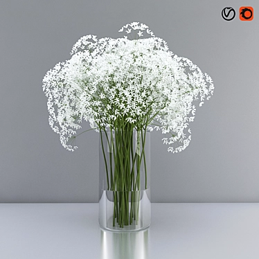 Elegant Floral Arrangement in Glass Vase 3D model image 1 