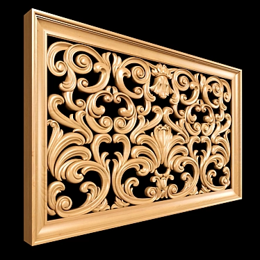 Title: Baroque Carved Decorative Screen 3D model image 1 