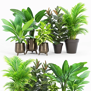 Lifelike Calathea Décor: Faux Potted Elegance 3D model image 1 