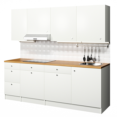 Modern White IKEA Kitchen Set 3D model image 1 