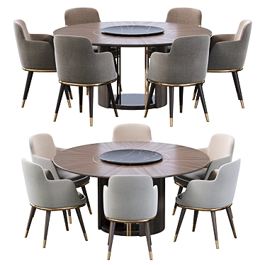 Elegant Sendai Round Dining Set 3D model image 1 