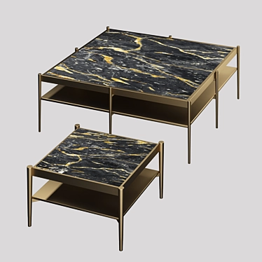 Modern Square Table Set 3D model image 1 