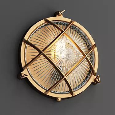 Brass Bunker Round Wall Light 3D model image 1 