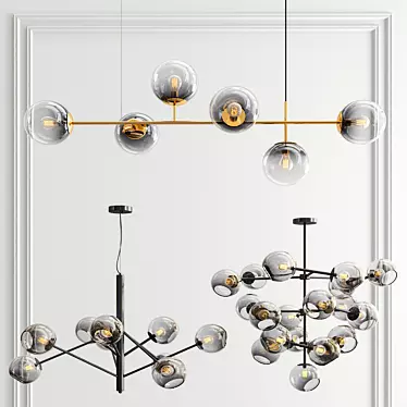 Stunning Staggered Glass Chandelier 3D model image 1 