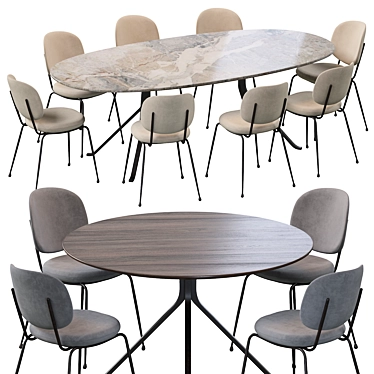 Industrial Elegance: Blink Dining Table & Industry Chair 3D model image 1 