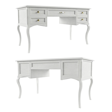 Elegant White Wood Desk 3D model image 1 