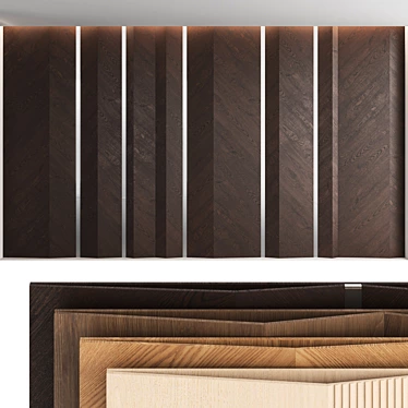 Title: Decorative Wood Wall Panel Set 3D model image 1 