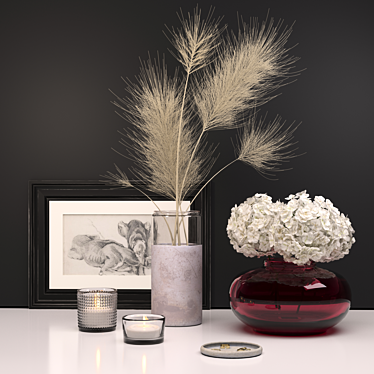 Elegant Dried Floral Hydrangea Set 3D model image 1 