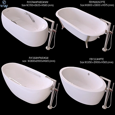 Luxurious TOTO Bathtubs: JY1744 & FBYN1826 3D model image 1 