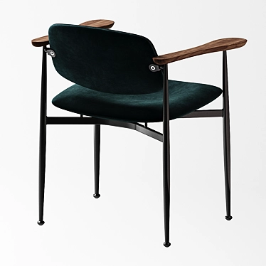 AM.PM Floyd Chair: Stylish Steel Frame with Walnut Armrests 3D model image 1 