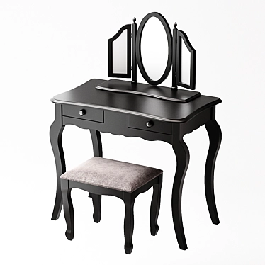 Elegant Soupir Dressing Table & Stool 3D model image 1 