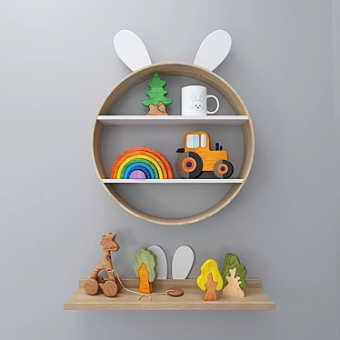 Zara Home Kids Shelf: Puzzle Set & Mug 3D model image 1 