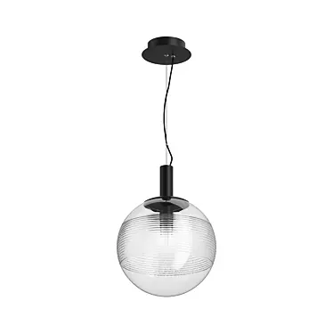 Perlas Pendant Lamp: Stylish Black with Transparent Glass Shade 3D model image 1 