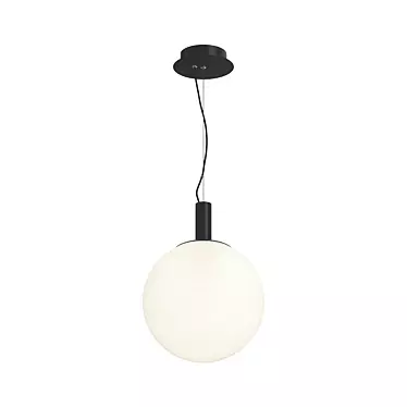Perlas Pendant Lamp: Modern Black with White Glass Shade 3D model image 1 