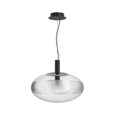 Perlas Pendant Lamp: Modern Black Metal with Clear Glass Shade 3D model image 1 