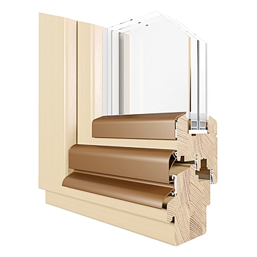 Elegant Wooden Window Exhibit 3D model image 1 