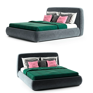 Elegant Ophelia Bed in Velvet 3D model image 1 