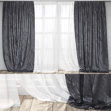 Elegant White Sheer Curtains 3D model image 1 