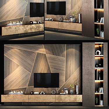 Modern TV Wall Set 140 3D model image 1 