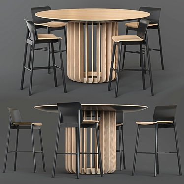 Modern Round Table & Chair Set 3D model image 1 