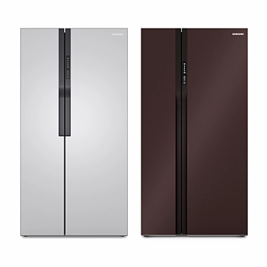 Samsung Glass Finish Side-by-Side Refrigerators 3D model image 1 