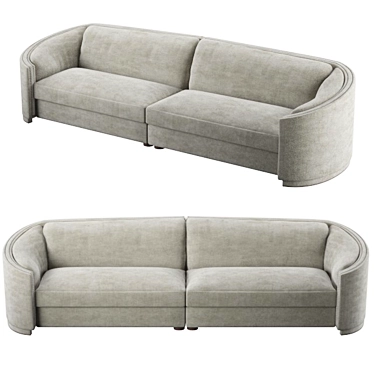 Renaissance-inspired Velvet Upholstered Wales II Sofa 3D model image 1 