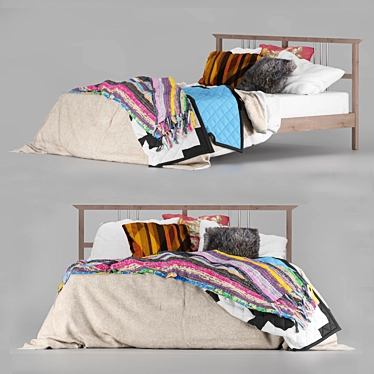 Boho Bed IKEA "Rikene" - Elegant and spacious 3D model image 1 