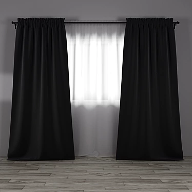 Dark Gray Curtains and Sheer 3D model image 1 