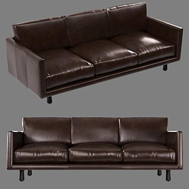 Vintage Brown Leather Carey Sofa 3D model image 1 