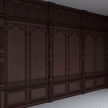 Versatile Wooden Wall Panels - Boiserie INT-027 3D model image 1 