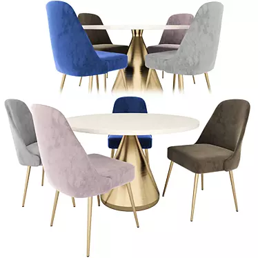 Modern Upholstered Dining Set 3D model image 1 