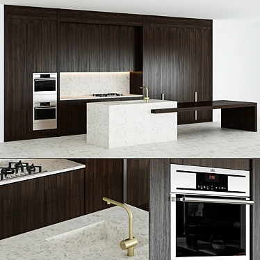 Modern Kitchen Model with 3dsmax2014 & V-ray 3D model image 1 