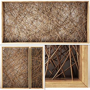 Wicker Wood Partition - Elegant and Functional 3D model image 1 