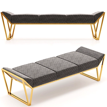 Luxxu Prisma Ottoman | Brass & Velvet Luxury Bench 3D model image 1 