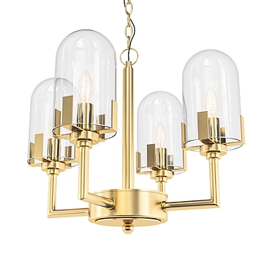 Elegant Antique Brass Bistro Chandelier 3D model image 1 