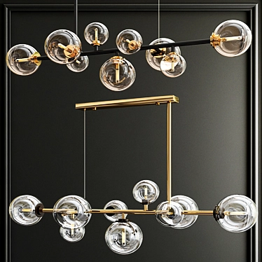 Elegant Gold & Black Glass Pendant Light 3D model image 1 