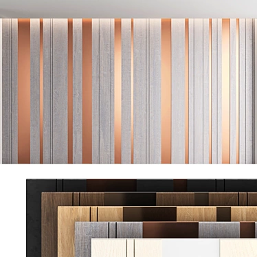Title: Seamless Wood Textured Decorative Wall Panel Set 3D model image 1 