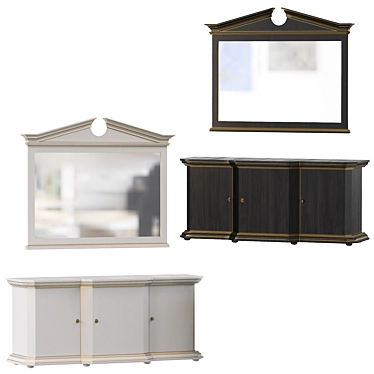 Elegant Vanity Set with Mirror 3D model image 1 