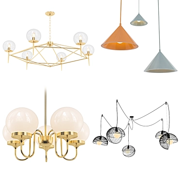 Swiss Brass Chandeliers - Modern Lighting Collection 3D model image 1 