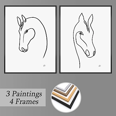 Elegant Frame Set & Wall Paintings 3D model image 1 