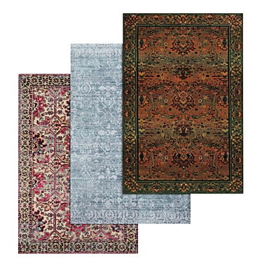 Versatile 3-Piece Carpet Set 3D model image 1 