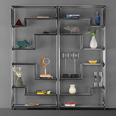 Metallic Elements Shelf Set 3D model image 1 